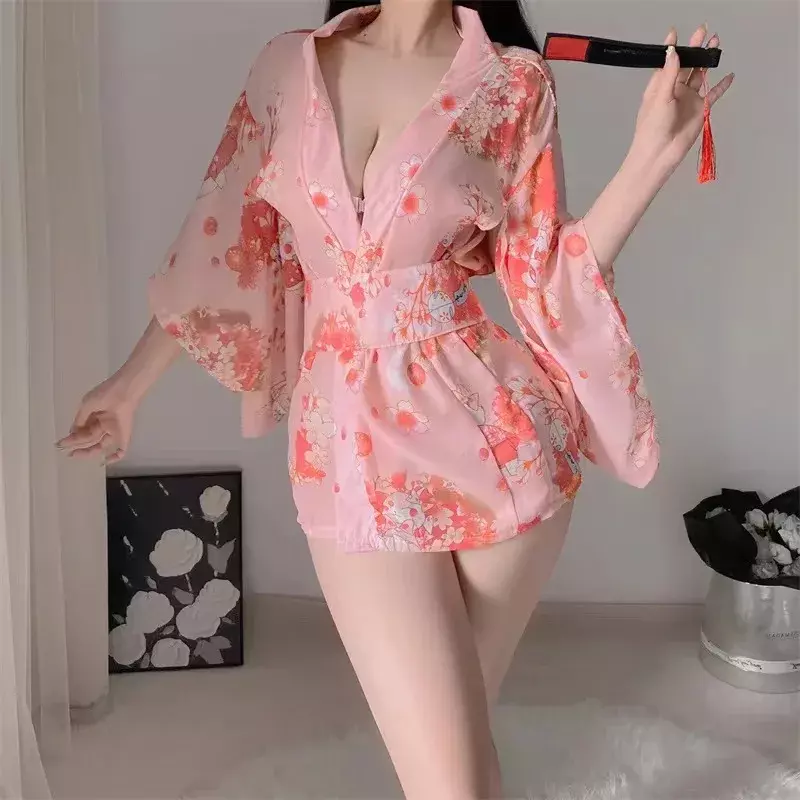 فستان قصير أنيمي Geisha للنساء ، أردية حمام مثيرة ، زي إغواء ، أداء الكبار المغري ، ملابس تأثيري