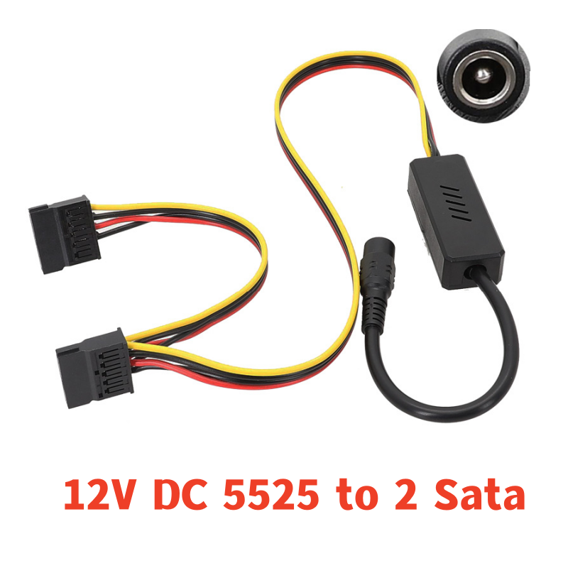 Cable de fuente de alimentación para disco duro, regulador de voltaje de CC 5525 a SATA IDE, 12V a SATA