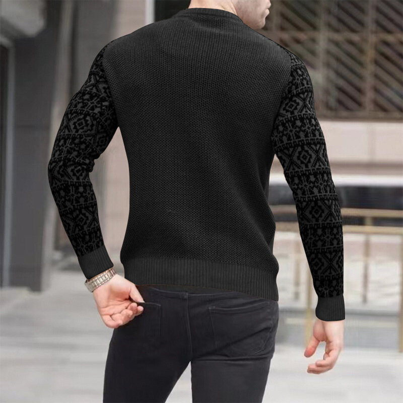 Pakaian dalam hangat untuk pria, sweter rajut motif dasar termal, Sweater Pullover musim dingin, atasan lengan panjang, pakaian kebugaran otot untuk pria