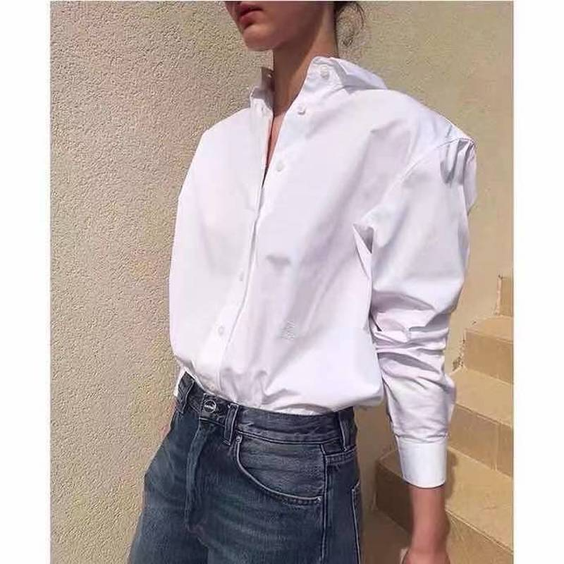 Toteeme-camisa bordada de algodón con solapa para mujer, camisa blanca de manga larga, holgada y sencilla, de diseño clásico, para otoño, 2022, envío gratis