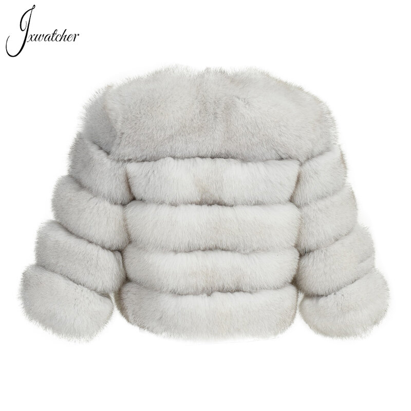 Jxwatcher-Manteau en Vraie Fourrure de Renard Naturelle pour Femme, Veste Chaude de Style Court, Mode Automne Hiver