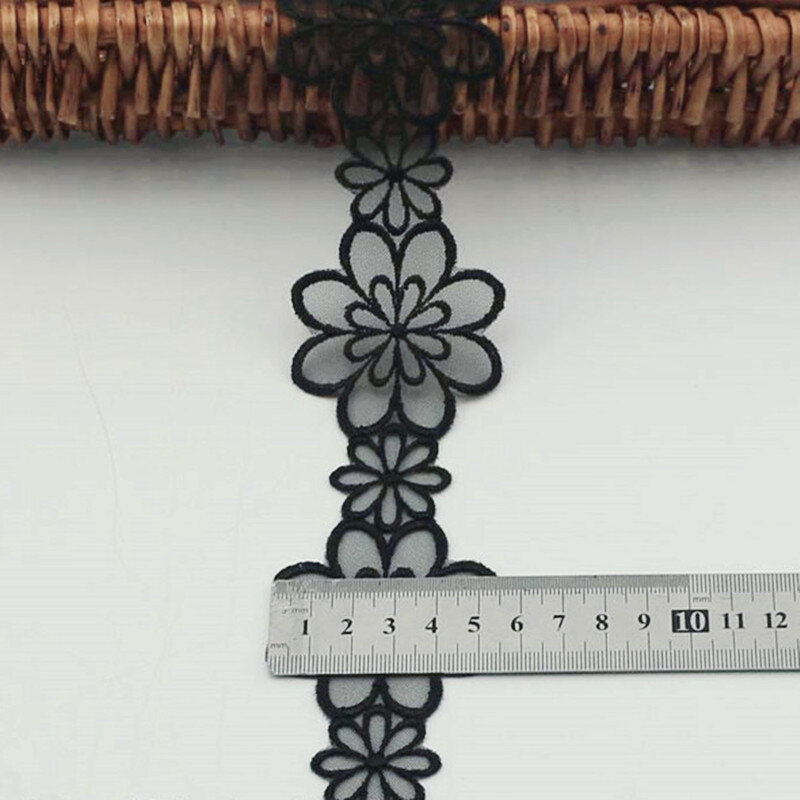 Вышивка из органзы, Тюлевая, черная, аппликация из гипюра, для свадебного платья, рукоделия, шитья, 2022