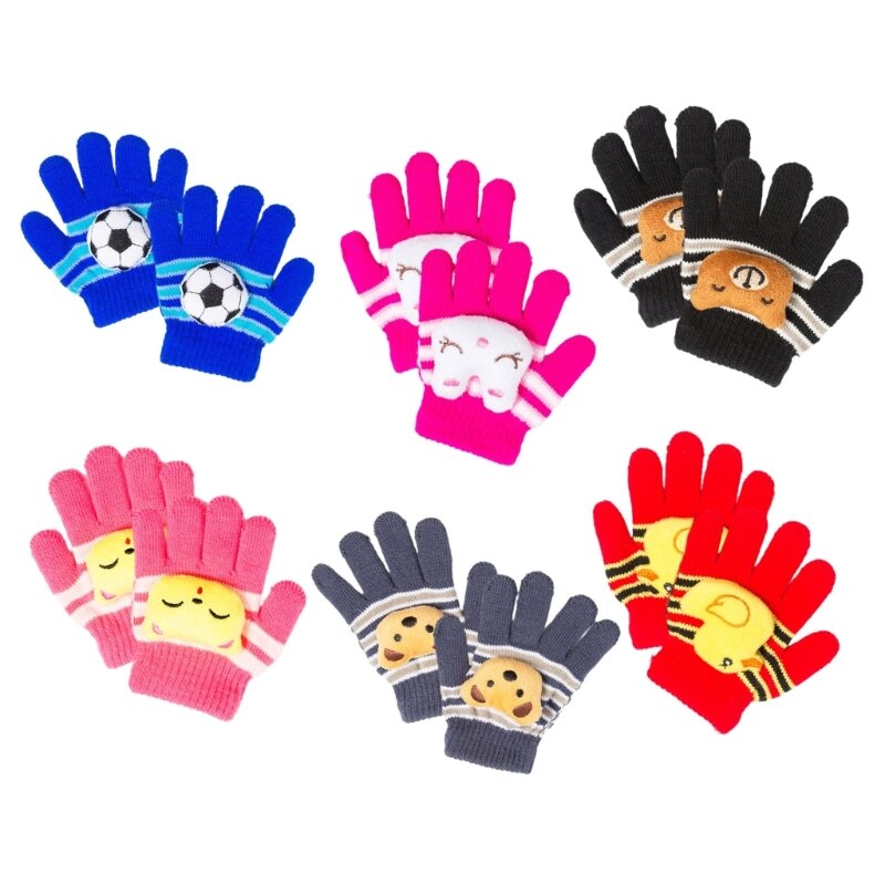 Bunte Handschuhe für Kinder, niedlich, für Kinder, Fäustling, Cartoon-Tiere-Thema, Fäustling, Winter, warme