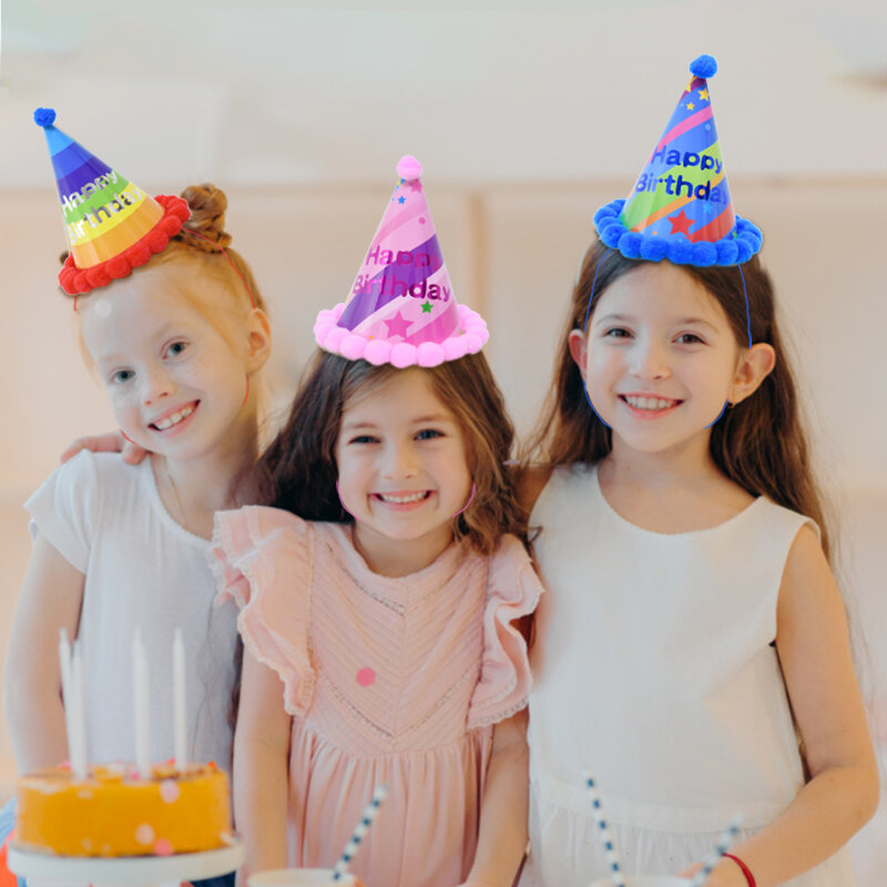 Sombrero de cumpleaños con forma de cono de papel para niños y niñas, gorros de fiesta de feliz cumpleaños, decoración para fiesta de bienvenida de bebé y perro, 3/5 piezas, DIY