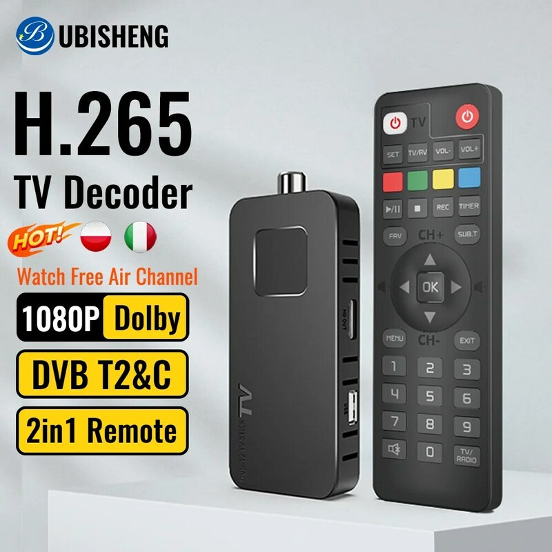 Receptor Digital Terrestre Ugged, DVB-T2, DVB C, Sintonizador de TV H.265, HD 1080P, Decodificador de TV U8Mini, Itália, Polônia
