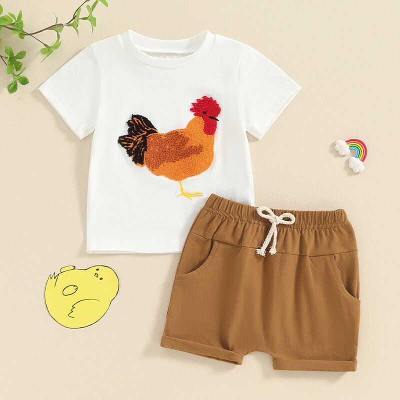 Kleinkind Jungen Sommer Outfits Kurzarm Revers Knopf T-Shirts Shorts Set kleine Kinder 2 stücke Cartoon Animal Print Kleidung 1-6