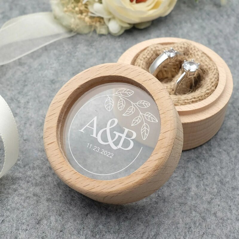 Scatola di fedi nuziali personalizzate scatola di anelli di legno scatola di fidanzamento anello di nozze cuscino personalizzato porta anelli proposta titolare