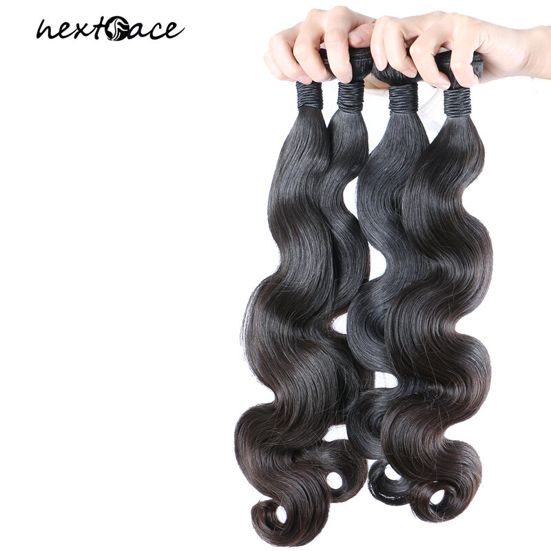 NextFace-Brazilian Body Wave Pacotes de cabelo, cabelo humano natural tece, 10-40 extensões de cabelo grosso, 10A Grade