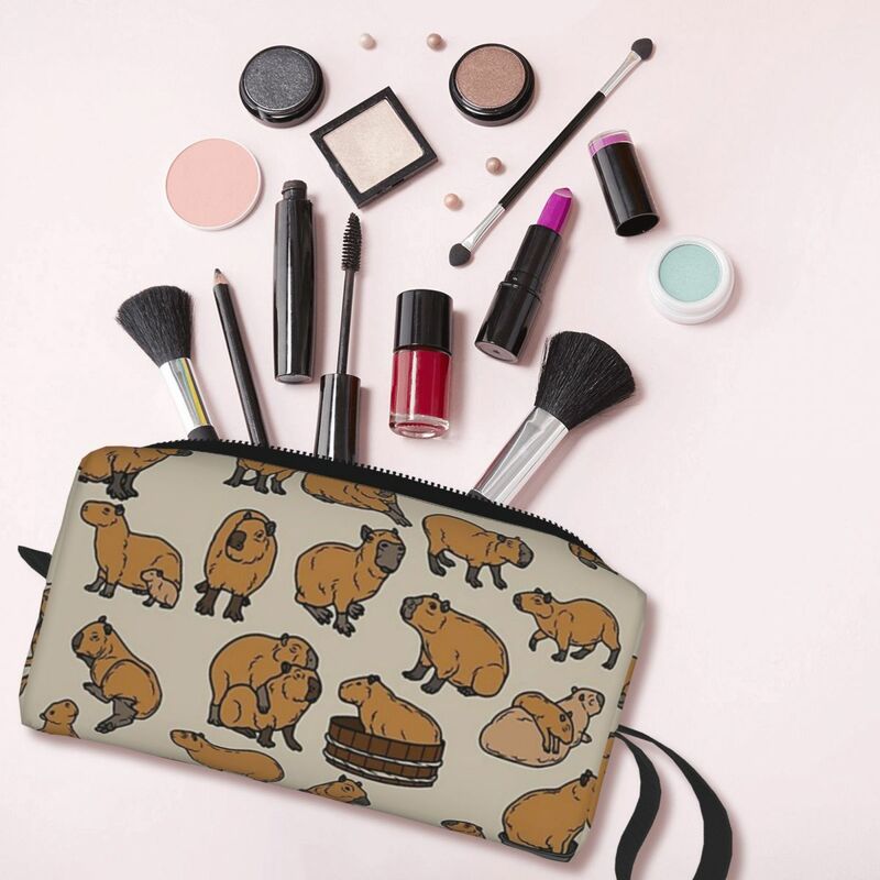 Never Enough Capybaras Backpack Makeup Bag Cosmetic Organizer Storage Dopp Kit Toiletry Cosmetic Bag Women Beauty Pencil Case