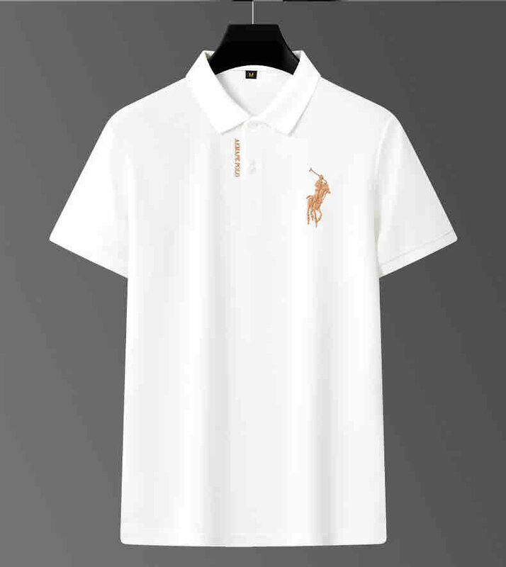 Letnia wysokiej klasy markowa koszulka POLO męska oddychająca koszulka POLO z krótkim rękawem, wygodna biznesowa koszulka na co dzień