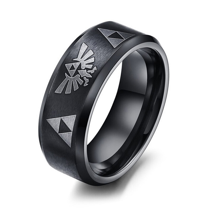 Moda Anime Triforce trójkątny pierścień z symbolem dla mężczyzn kobiet 316L ze stali nierdzewnej pierścionki na palec na imprezę Cosplay biżuteria prezenty
