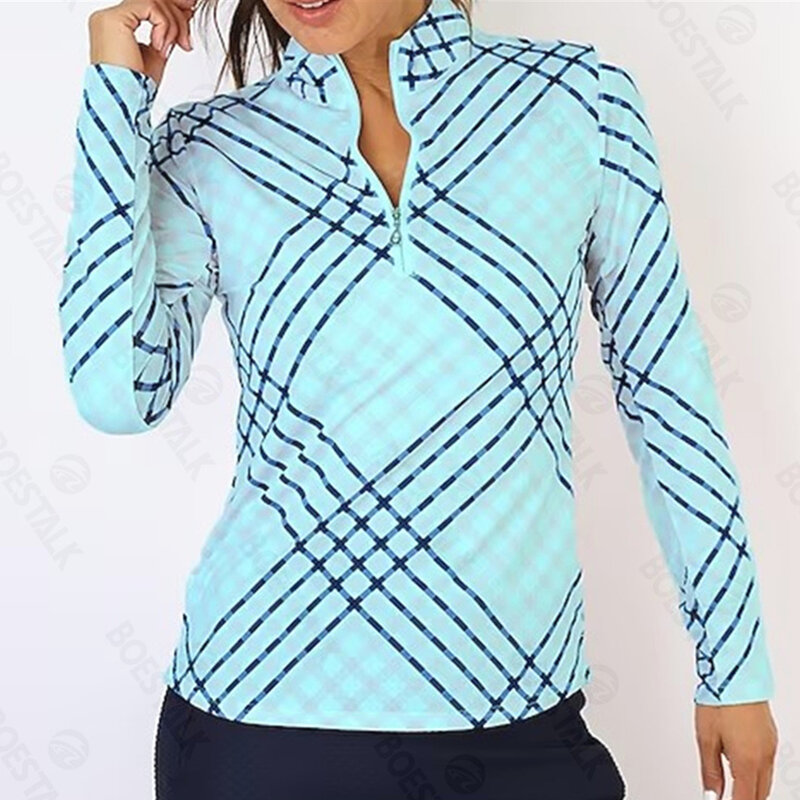 Camisa polo respirável de mangas compridas feminina, roupas de golfe e tênis, secagem rápida, confortável, alta qualidade, outono, inverno2024