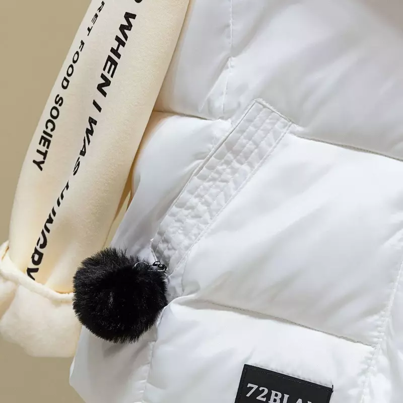 Vest Parkas Women White Print Autumn Winter Fur Turn Down Collar Long Sleeveless Coats Single Breasted Warm Slim Fit 2023 Parkas