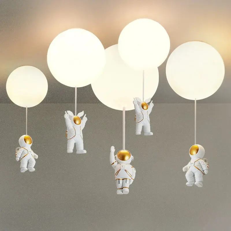 Lámpara de techo con globo de astronauta, candelabro Led moderno, minimalista, creativo, nórdico, para habitación de niño y niña, accesorio de iluminación para decoración del hogar
