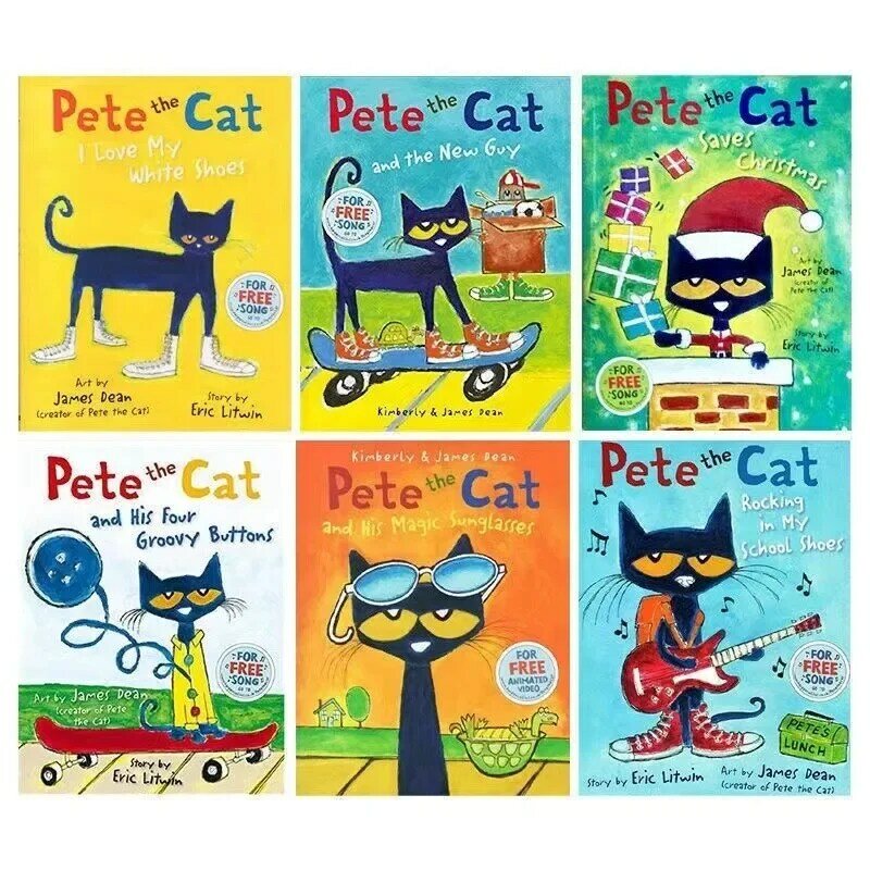Pete The Cat buku gambar anak-anak bayi cerita terkenal belajar cerita bahasa Inggris Set buku anak-anak tidur membaca hadiah untuk Bab