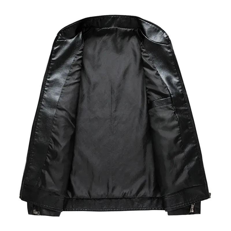 Куртка мужская оверсайз из искусственной кожи, повседневная верхняя одежда из искусственной кожи, с воротником-стойкой, мотоциклетная одежда, темно-синяя, большие размеры 5xl, весна
