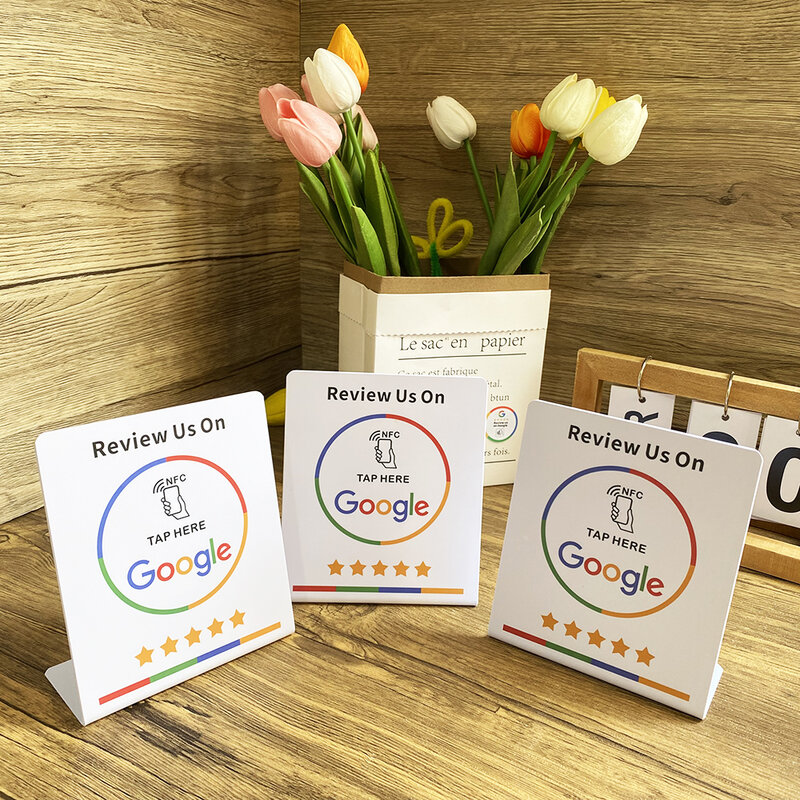 nfc stand 13.56Mhz Programmable Google Reviews NFC Stand Table NT/AG216 NFC Google Review Display nfc card personalized Custom