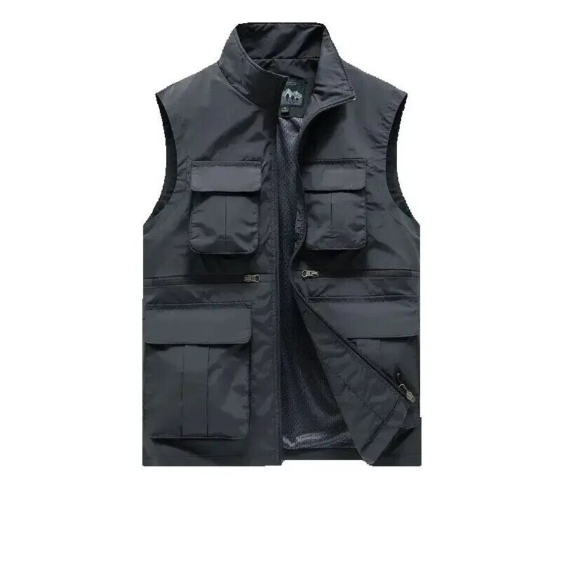 Coat Men's Embroidered Vest Large Size Windbreaker Sleeveless Jacket Work Denim Plus Outerwear Waterproof MAN Fishing Clothing