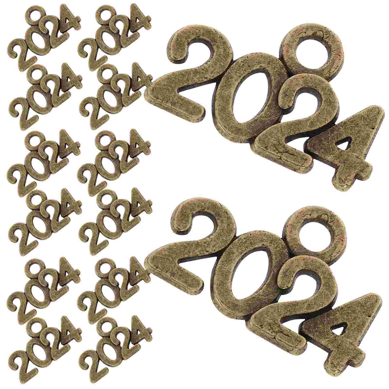 2024 Graduation Cap Pendant Charm Bronze Number New Year 2024 Pendant Making Charms Diy Bracelet Necklace Earring
