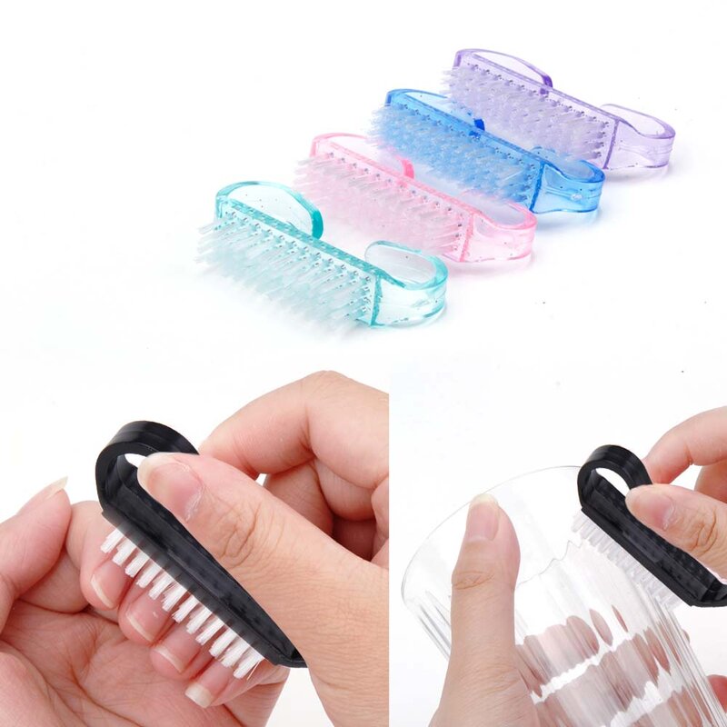 Cepillo de limpieza superior para uñas, plástico suave, elimina el polvo, cuidado de los dedos, Gel UV, herramienta de manicura y pedicura, cepillos de maquillaje, fregado