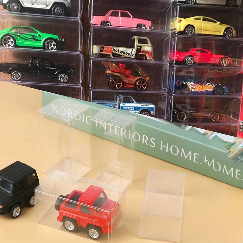 Caja de exhibición de modelo de coche, protector transparente de PVC, cubierta antipolvo, soporte de almacenamiento, 2/5 piezas, 1:64