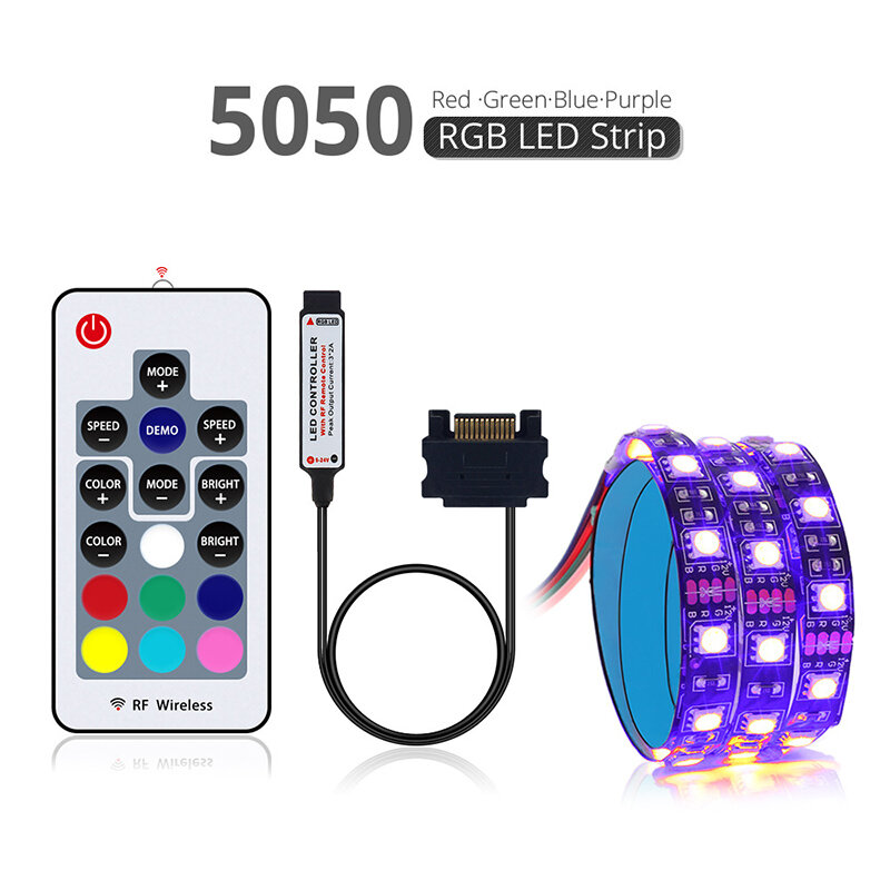 Computador Caso LED Jogo Colorido Decorativo Luz Strip 12V5050RGB SATA Colorido
