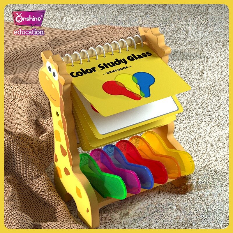 Onshine Color Mix Game giraffa Light Film Mixing con tre colori primari esperimento scientifico cognitivo per bambini giocattolo a vapore 3Y +