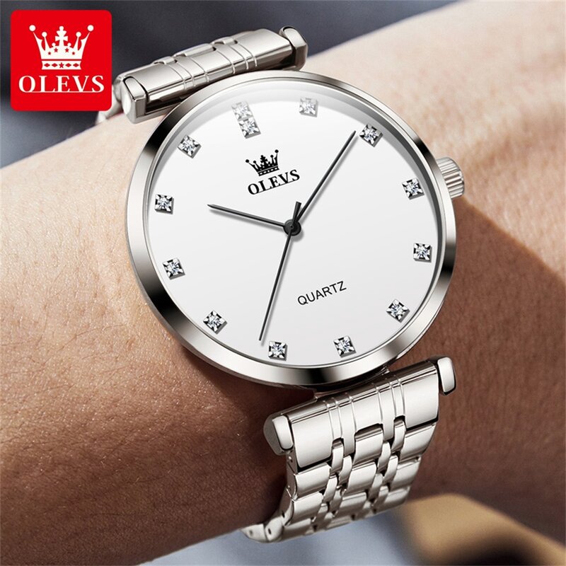 OLEVS-Relógio Quartzo Masculino, pulseira de aço inoxidável, relógios simples impermeáveis, marca de luxo, nova moda, 2022