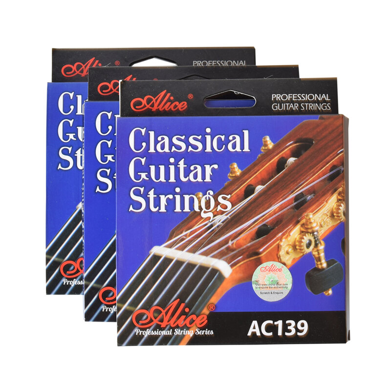 Alice AC139-cuerdas de guitarra clásica, titanio, nailon, plateado, 85/15, bronce enrollado, 028, 0285 pulgadas, tensión Normal y dura