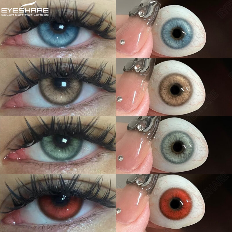 Eyeshare คอนแทคเลนส์สีใหม่สำหรับดวงตาแฟชั่นบลูคอนแทคเลนส์เลนส์สีน้ำตาลเครื่องสำอางสบตาสีเขียวประจำปี2ชิ้น/คู่