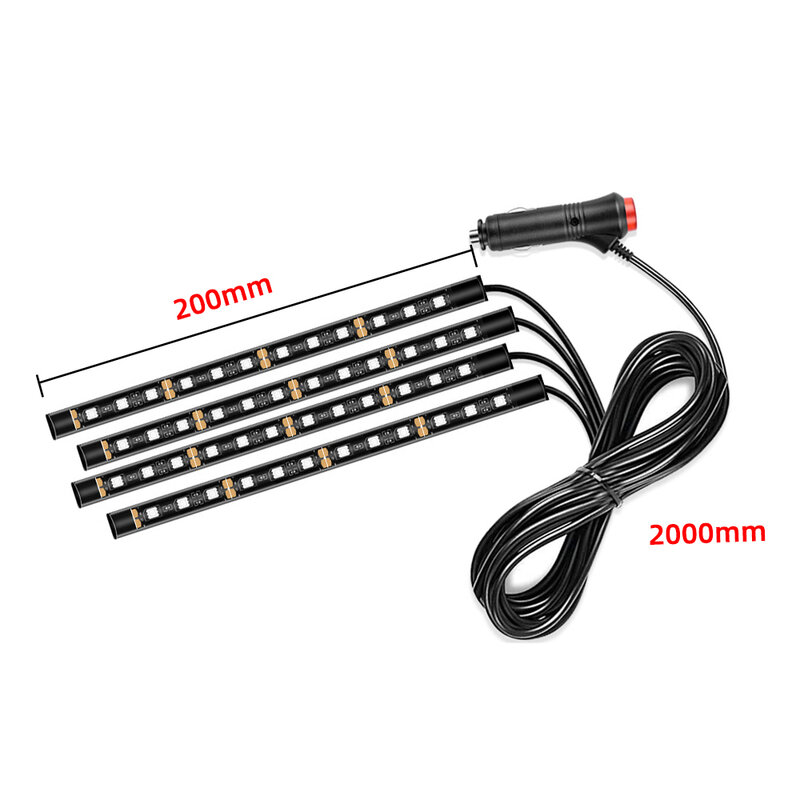 Car Interior 48 LED 4 in1 or 2 in 1Strip Atmosphere Decorative Ambient Light Flexible For 12-24V