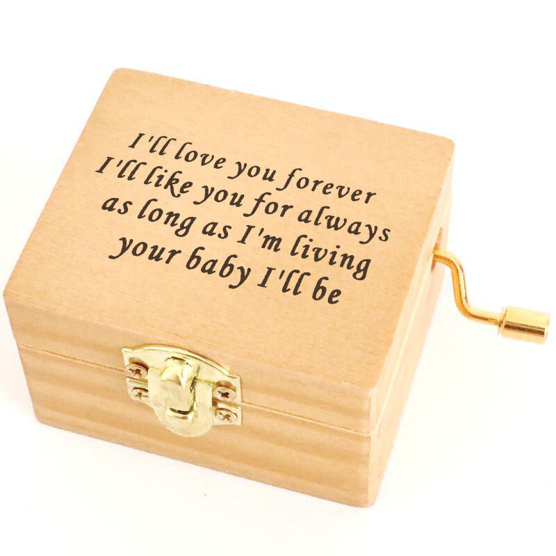 Engraved Music Box Birthday Gift for Mom Custom Music Box with I'll Love You Forever Engraved Wooden Box Music Box