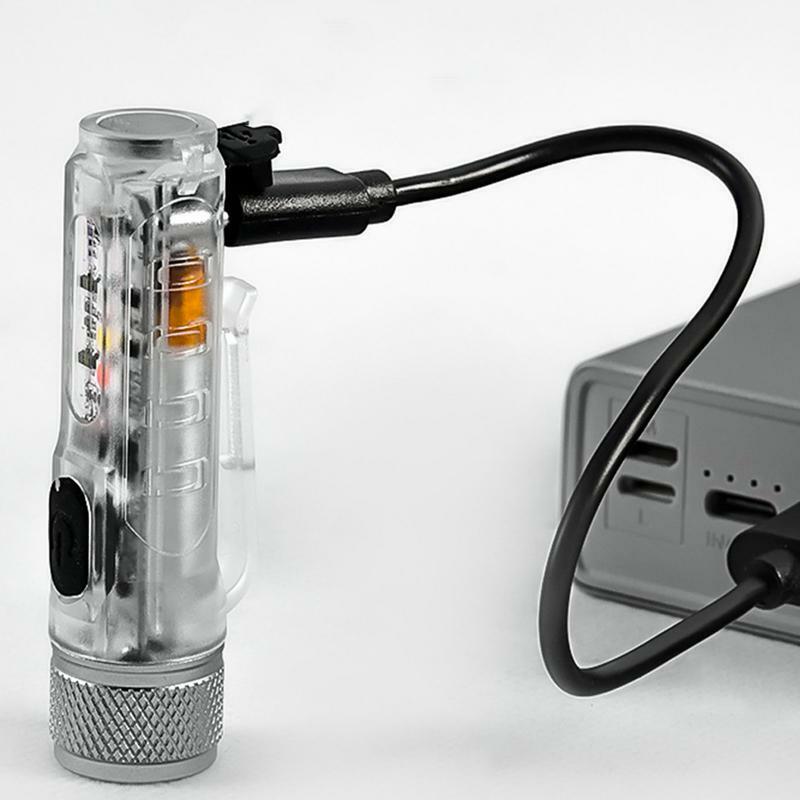 Senter saku gantungan kunci senter Lumens tinggi, senter saku Led tahan lama IP65 tahan air lampu isi ulang USB untuk