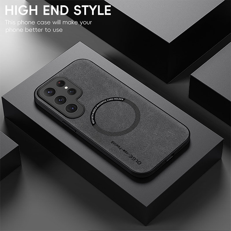 Luxury Leather Magnetic Case for Samsung Galaxy S20 S21 S24 S23 S22 Ultra FE Note10 Note20 Plus Magsafe Wireless Charge Cover