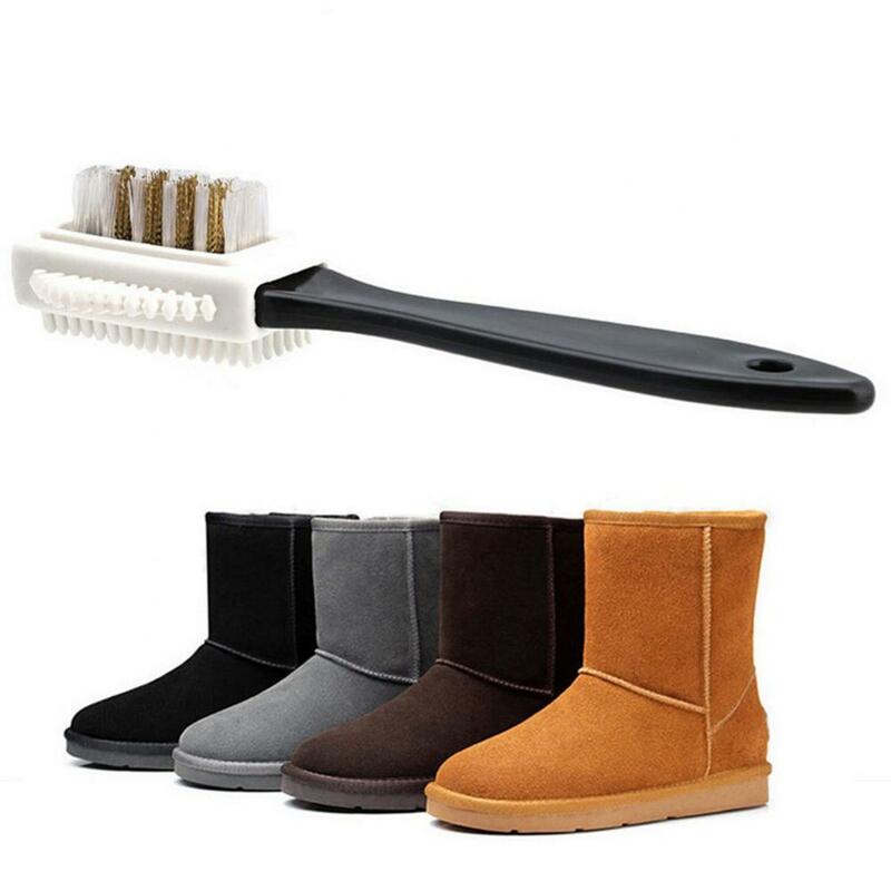 Escova de limpeza em forma de S, escova de 3 lados, plástico, limpador para camurça, bota de neve, sapatos de couro, ferramentas de limpeza doméstica e acessórios