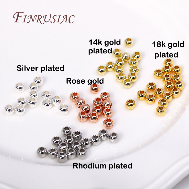 Wholesale 18K Gold Plated Brass Smooth Round Seamless Beads, Spacers Beads For Jewelry Making, Bulk Bracelet Necklace Beads