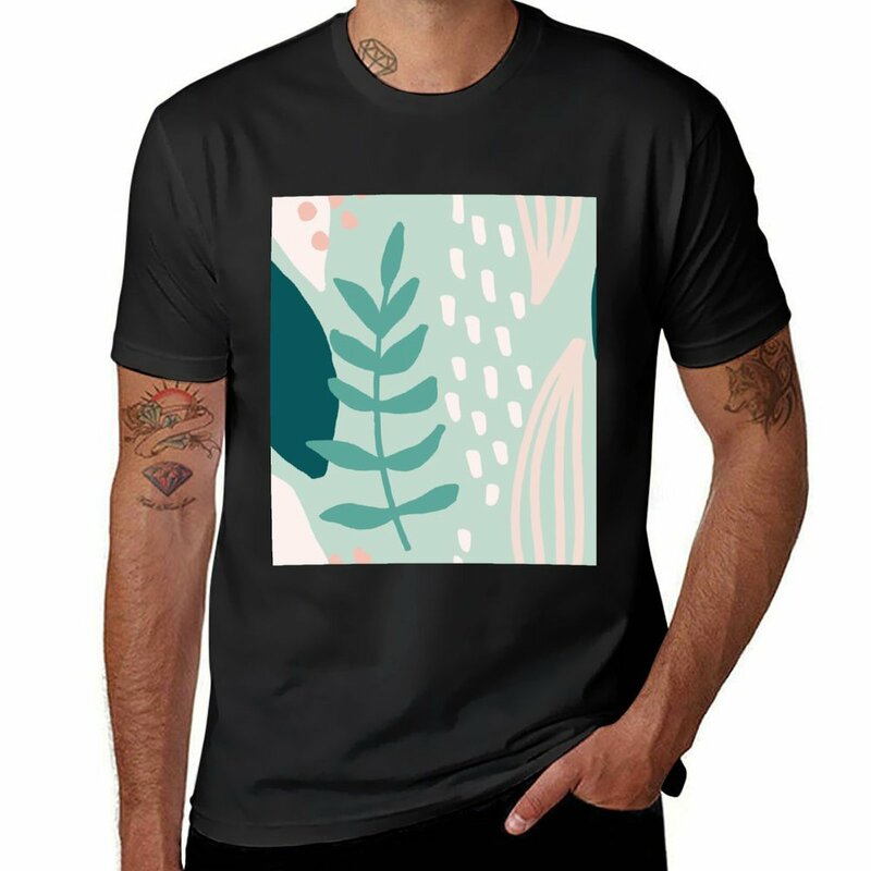 Camiseta de colección de arte con patrón de primavera para hombre, ropa vintage de secado rápido, color negro liso, nueva edición, 14