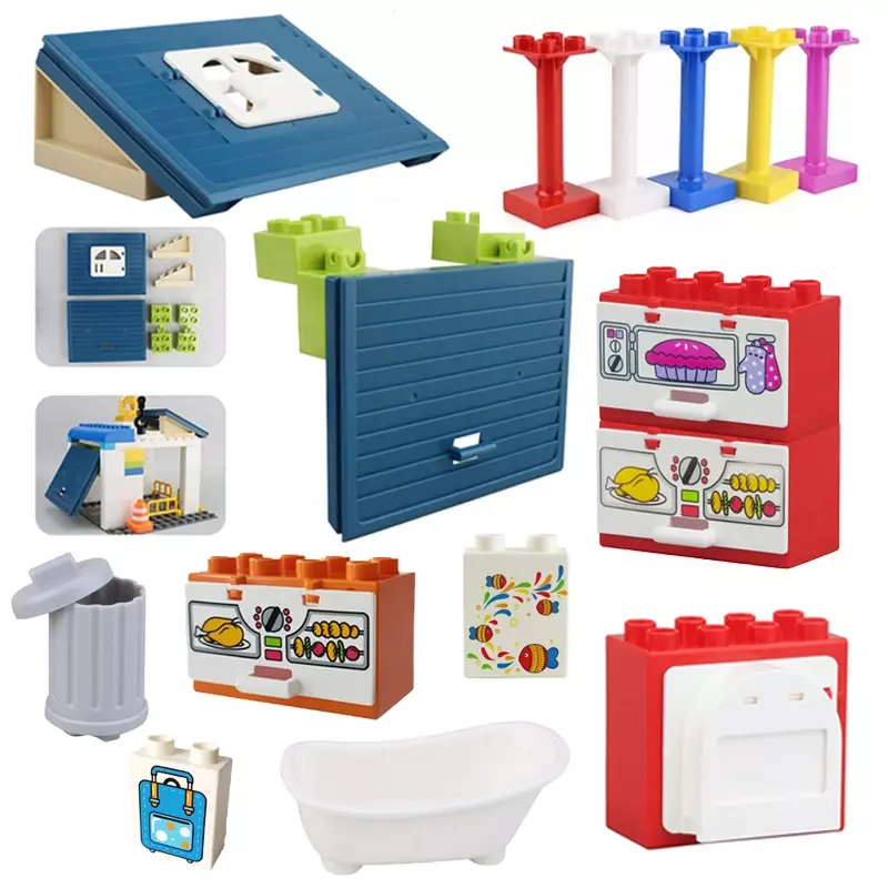 Grandi blocchi di costruzione accessorio forno a microonde vasca da bagno compatibile grandi mattoni assemblare bambini bambini ragazza creatività giocattolo regali