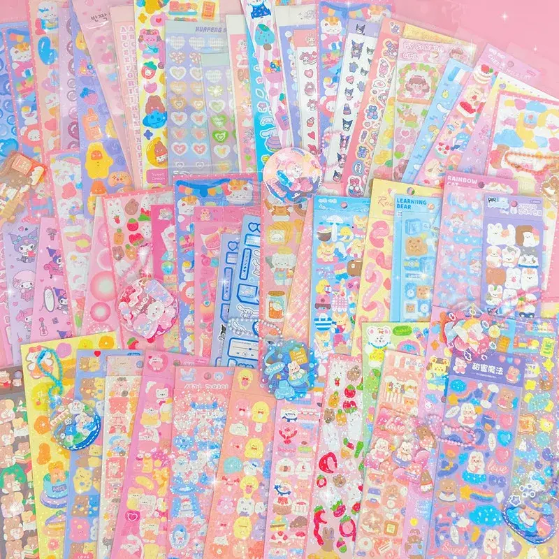 200PCS No-Repeated Sheet Stickers for Kids Kpop Pretty Aesthetic Cute Set Pack DIY  Girl Toy Decor Stationery Scrapbooking