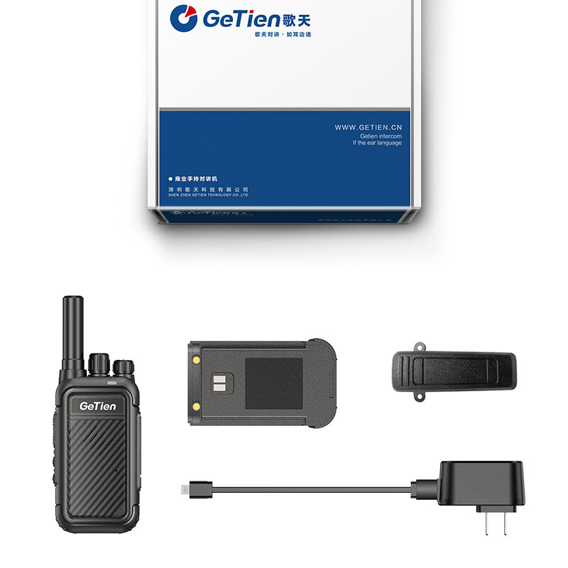 Getien-walkie-talkie de frecuencia de un clic, Radio bidireccional, Mini comumizador de Radio para comercio de servicios, Hotel o restaurante