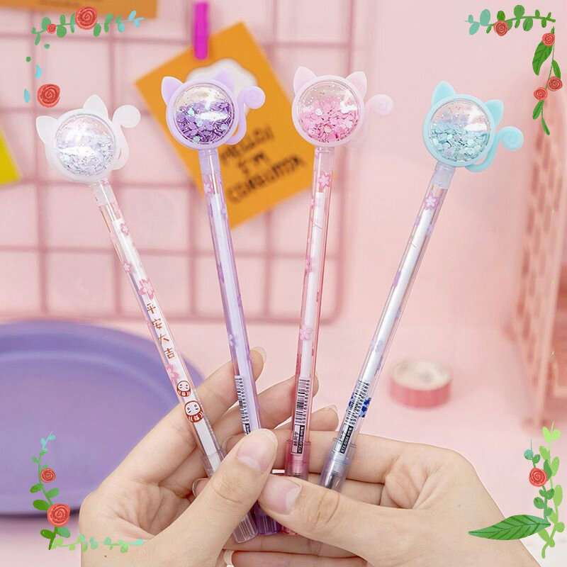 Wholesale Cute Mobile Sequined Gel Pens Set Needle Cartoon Kawaii Stationery Back To School