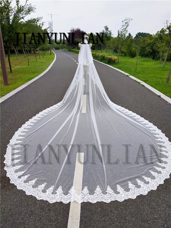 5メートルの結婚式のドーム,白,純粋な,2層のレースのヒジャーブ,長距離,ハニカム付き