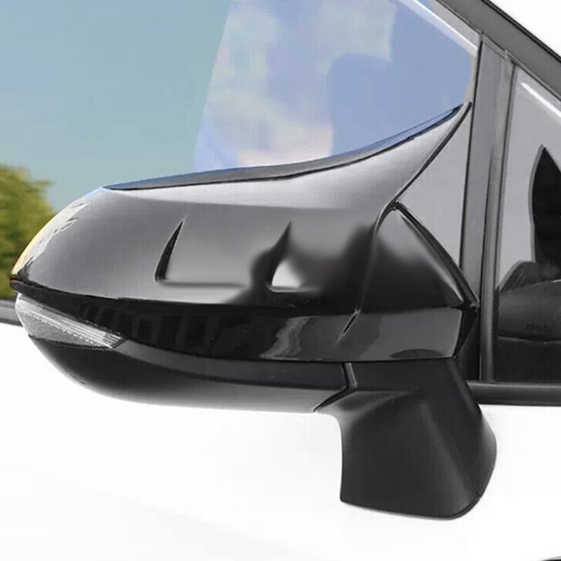 Gloss Black OX Horn Side Door Rearview Mirror Cover Trim Cap Parts For Toyota Corolla 2019-2023