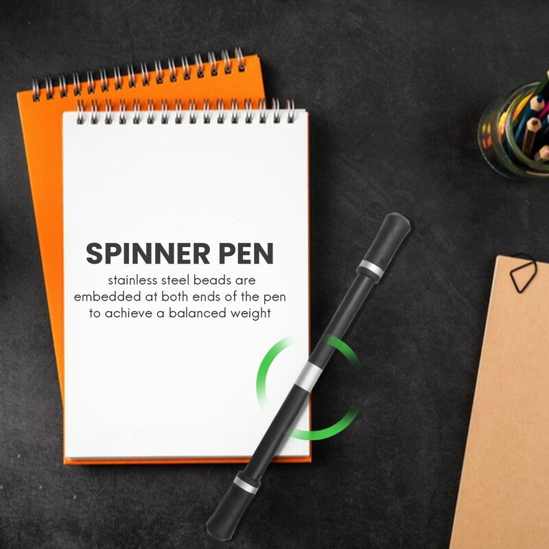 2PCS Finger Pen Spinning Mod Gaming Spinning Spinning Pen with Weighted Ball Finger Rotating Pen (Black)
