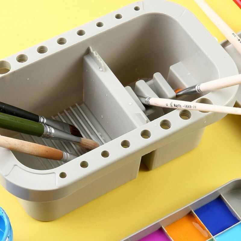 Supplies Paint Palette Storage Box Multifunctional with Paint Pallet Paint Brush Cleaner with Lid 16 Holes Paint Brush Holder