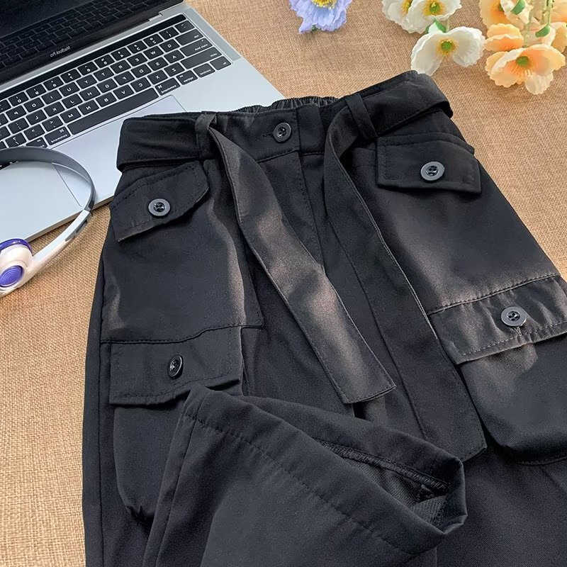 Брюки-карго мужские однотонные, модные брюки в стиле ретро, классические универсальные штаны в японском стиле, с несколькими карманами, весна-осень