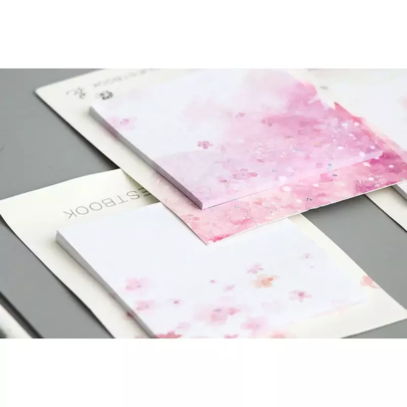 Romântico Cherry Blossoms Memo Pad adesivo, mensagem auto-adesiva, Nice Gift Papelaria, 11x9cm, 2Packs