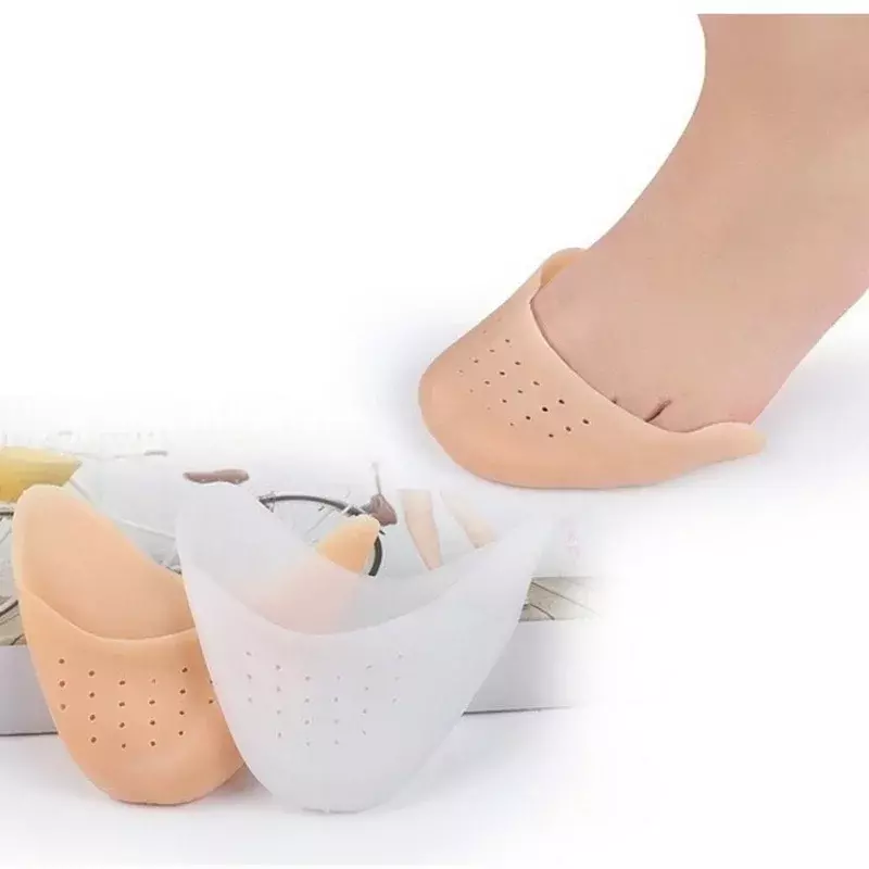 Bantalan kaki untuk tari balet, 1 pasang pelindung ujung sepatu dengan lubang udara sol peredam kejut silikon alat perawatan kaki