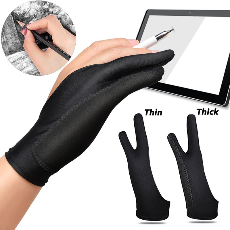 Dwa palce antyporostowe rękawice do rysowania elastyczny stół tablica cyfrowa ekran akcesoria dla Arists akcesoria do malowania