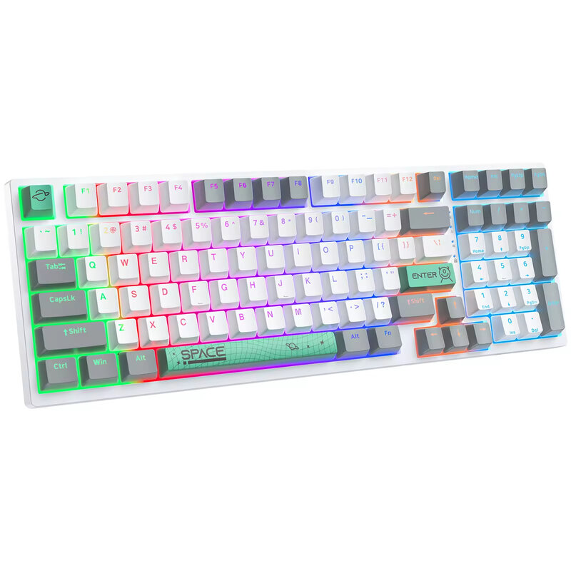 ONIKUMA G38 Keyboard Gaming ergonomis, kabel injeksi warna ganda Keycap LED Keyboard mekanik lampu latar